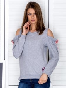 Light grey hoodie with cut-outs on