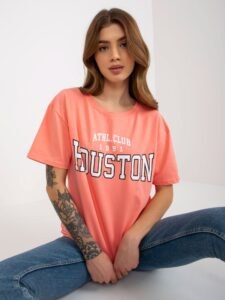 Peach loose women's T-shirt