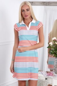 Polo dress with colored stripes