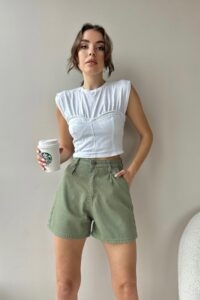 Trend Alaçatı Stili Shorts - Green