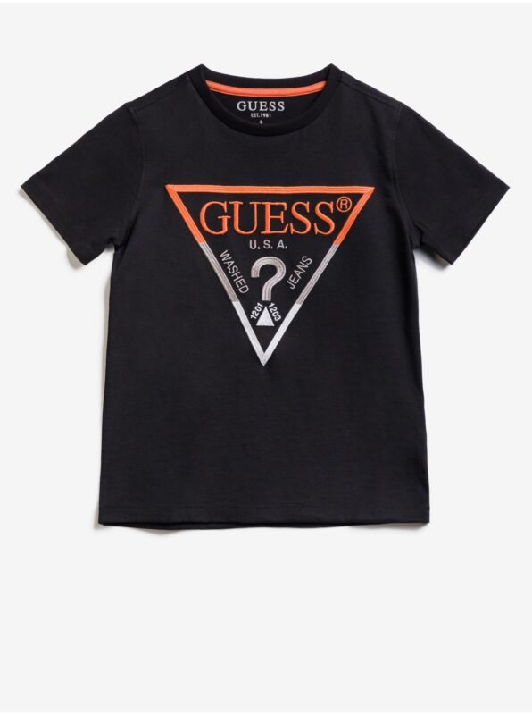 Black Boys T-Shirt Guess Embroidery