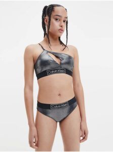 Black Women's Metallic Swimwear Top Calvin