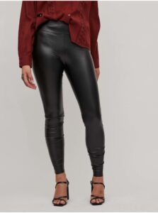 Black leatherette leggings VILA Barb