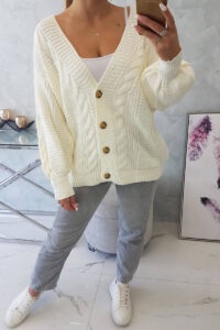 Button-down sweater with puffed