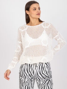 Classic white openwork sweater with