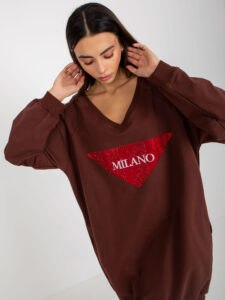 Dark brown oversize long sweatshirt with
