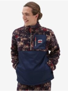 Red-blue men's patterned sweatshirt made of artificial
