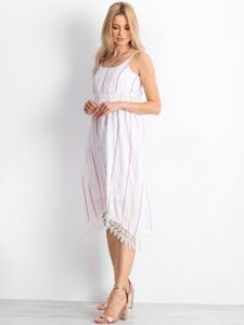 White and pink striped dress