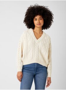 Cream Women's Loose Sweater with Braids Wrangler V