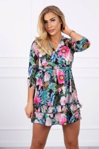 Floral dress with tie at