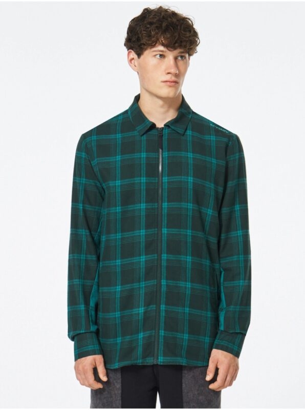 Green Men's Lightweight Plaid Shirt Jacket