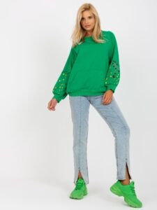 Green hoodie with embroidery