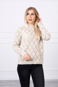 High-neckline sweater with beige