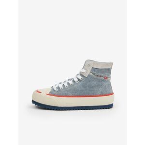 Light Blue Womens Ankle Sneakers with Suede
