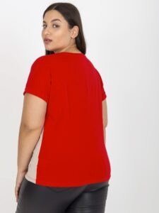 Red and beige T-shirt of larger size