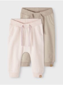 Set of two girls' sweatpants in beige and