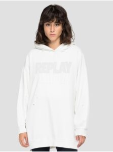 White Women's Oversize Sweatshirt with Torn