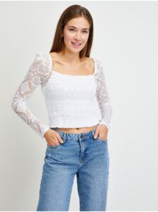 White Women's Patterned Cropped Blouse