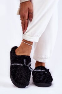 Women's Fur Slippers with Bow