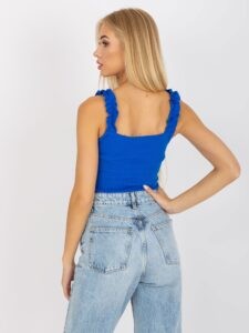 Blue Ribbed Tank Top by