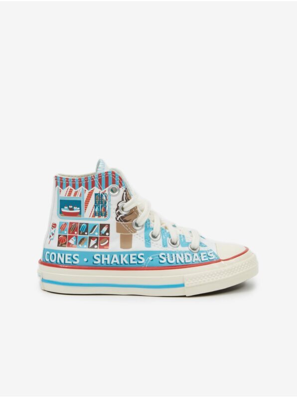 Blue-White Kids Ankle Patterned Sneakers