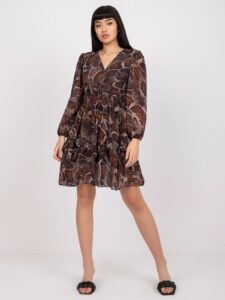 Brown dress with prints by