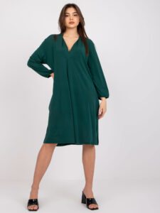 Dark green dress of loose cut with