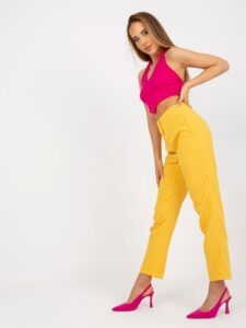 Dark yellow fabric trousers with