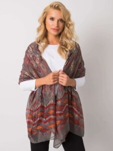 Gray and burgundy shawl with