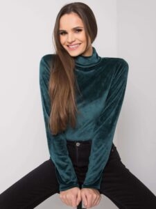 Green velour blouse with