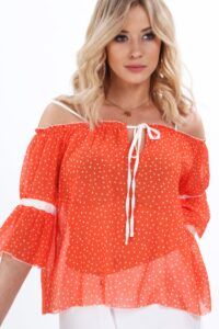 Orange blouse with exposed
