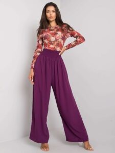 Purple wide trousers made of