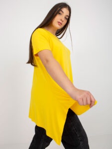 Yellow monochrome blouse of larger size
