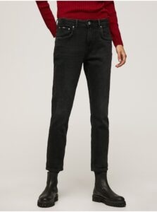 Black Womens Shortened Straight Fit Jeans