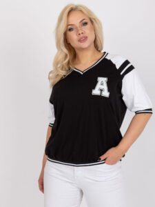 Black and white casual blouse of