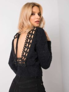Black sweater with back