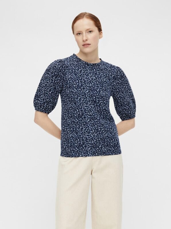 Dark blue patterned blouse . OBJECT