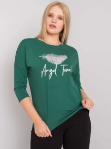 Dark green cotton blouse plus sizes