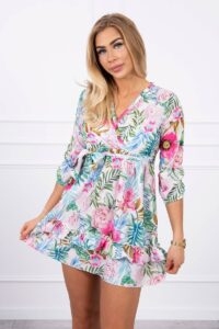 Floral dress with tie at