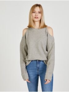 Grey Women's Sweatshirt with Exposed Shoulders Pepe