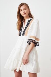 Trendyol White Embroidery and Tassel