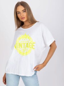 White and yellow women's T-shirt with