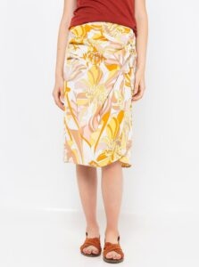 Yellow-cream patterned skirt CAMAIEU