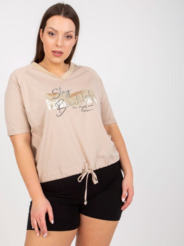 Beige blouse of larger size with