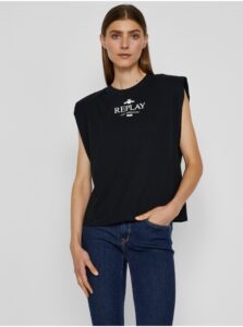 Black Women's T-Shirt with Replay