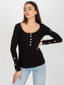 Black ribbed blouse by
