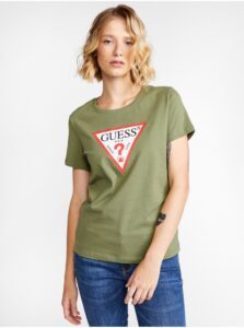 Green Women's T-shirt with print Guess