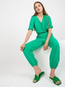 Green summer jumpsuit with short