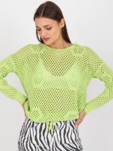 Light green oversized openwork sweater with