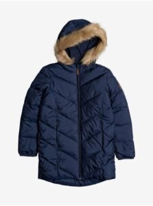 Roxy Dark Blue Girly Quilted Winter Coat with Hood
